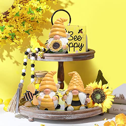 Hodao 3 PCS Bumble Bee Spring Gnome Decorations Honey Bee Gnomes Ornaments World Bee Day Decorations Gifts Fall Thanksgiving Gnomes Figurines Honey Bee Birthday Party Decor