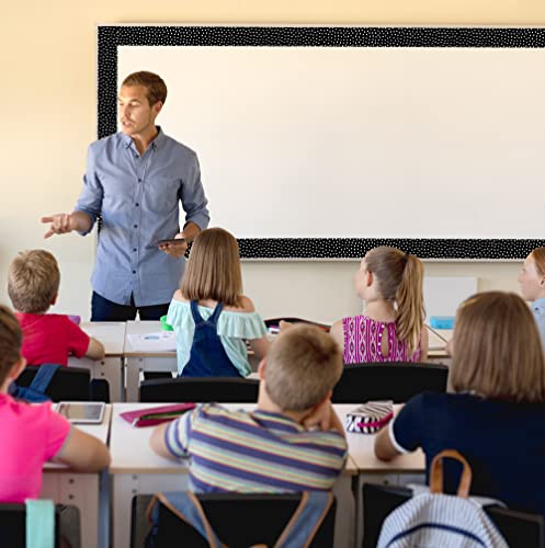 Teacher Created Resources White Painted Dots on Black Straight Rolled Border Trim (TCR8911)