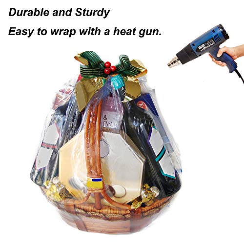 LazyMe Shrink Wrap Bags, Extra Large Jumbo Shrink Bags Clear Cellophane Bags for Gift Baskets - 35 x 44 Inch Christmas Basket Bags (10 pcs, XL)