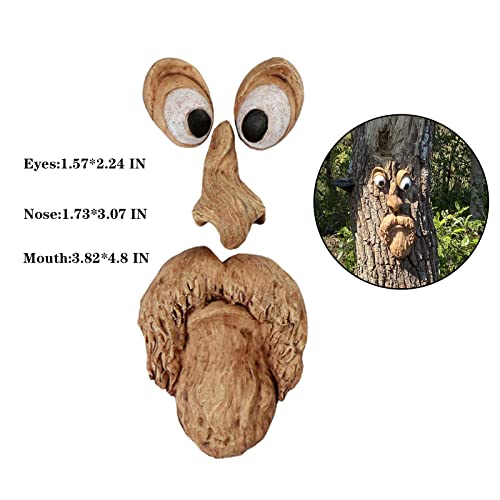 Old Man Tree Hugger Tree Face Decor Statues Bark Ghost Face Facial Features Decoration Whimsical Sculpture Garden Peeker Tree Face Decor for Outdoor Funny Yard Garden Art for Easter Creative Props