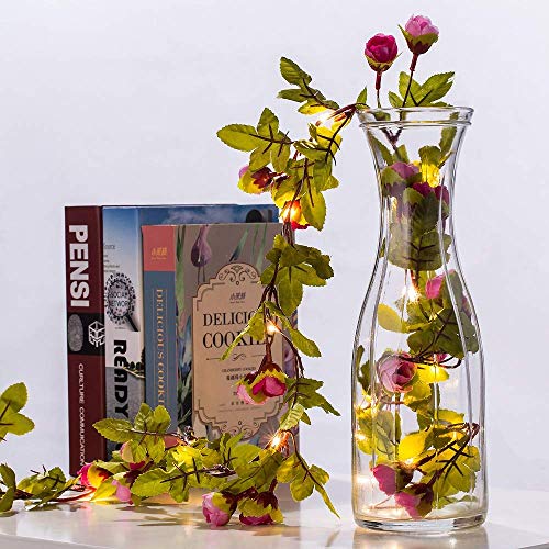 Fielegen 20 LED Rose Flower String Lights 7.2ft Artificial Flower Garland with Fairy Lights Rose Vine Lights for Valentines Day Garden Party Wedding Table Decor Thanksgiving Christmas Decor Lights