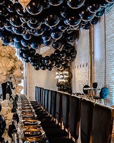Bezente Black Balloons Latex Party Balloons - 100 Pack 12 inch Round Helium Balloons for Black Themed Wedding Graduation Anniversary Birthday Party Backdrop Decorations