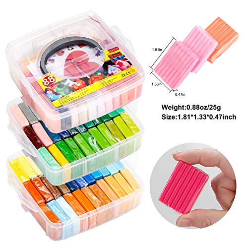 ESANDA Polymer Clay 88 Colors, Modeling Clay for Kids DIY Starter Kits, Oven Baked Model Clay with Sculpting Tools, Non-Toxic, Non-Sticky, Ideal Gift for Children and Artists