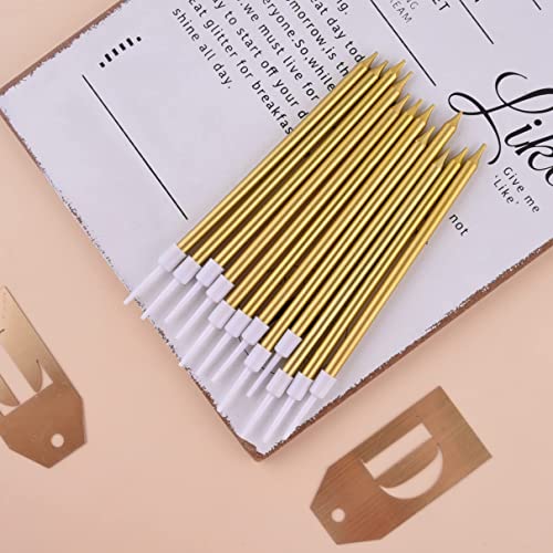 PHD CAKE 24-Count Gold Long Thin Metallic Birthday Candles, Cake Candles, Birthday Parties, Wedding Decorations, Party Candles, Cake Decorations