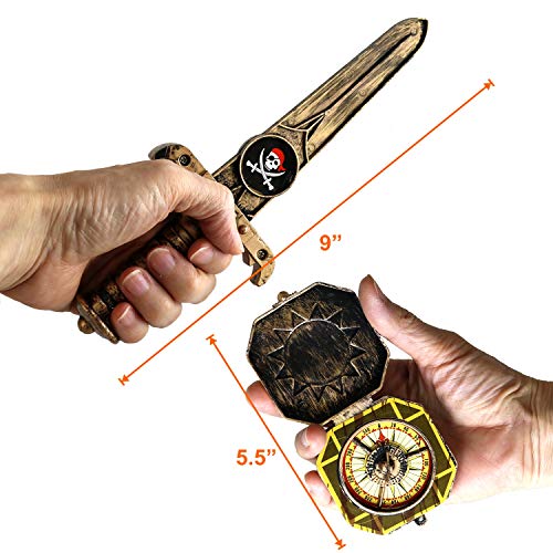 5-piece Halloween Pirate Costume Accessories for Kids, Pirate Role Play Set/Halloween Costumes for Boys/Pirate Paraphernalia