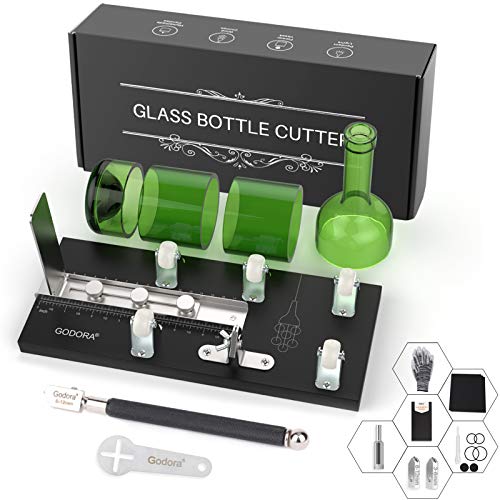 Glass Bottle Cutter, Upgraded Glass Cutter for Bottles & Glass Cutter Bundle - DIY Machine for Cutting Wine, Beer or Soda Round Bottles & Mason Jars, Perfect Score Bottle Cutter