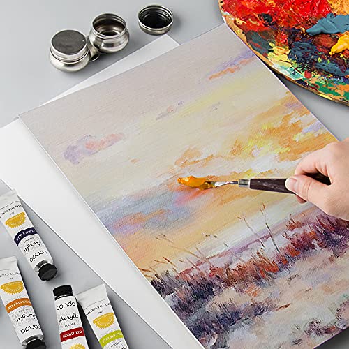 CONDA Artist Canvas Panels 8 x 10 inch, 12 Pack, Primed, 100% Cotton, Artist Quality Acid Free Canvas Board for Acrylic, Pouring Watercolor & Oil Painting