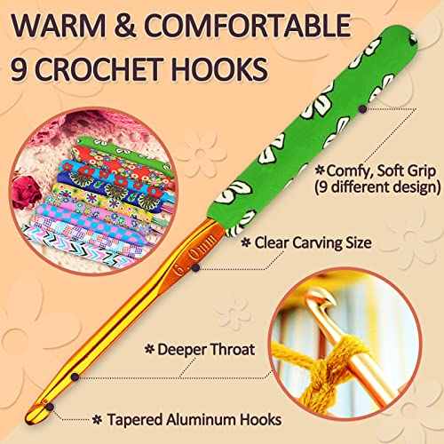 Coopay Warm Crochet Hooks for Grandmother, Art Aluminum Soft Grip Crochet Needles for Crocheting, Knitting Hook for Crochet Yarn Craft - Premium Knitting & Crochet Supplies