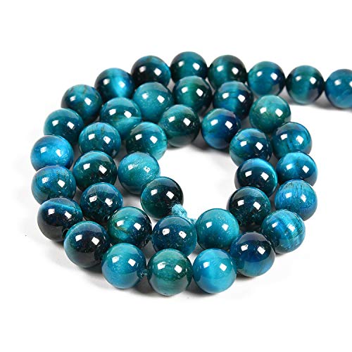 Nancybeads 60pcs 6mm Natural Aquamarine Tiger's Eye Gemstone Round Spacer Loose Stone Beads for Jewelry Making 15.5" 1 Strand (Aquamarine Tiger's Eye, 6mm 60Beads)