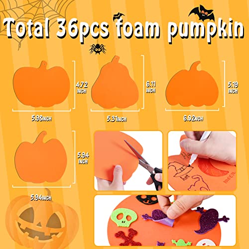 Max Fun 312PCS Halloween Pumpkin Shape Foam Stickers Glitter Set DIY Self-Adhesive Halloween Craft Kit for Kids Halloween Decoration