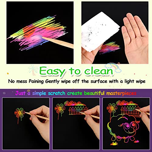 ZMLM Scratch Paper Art Craft Christmas Gift: 2 Pack Rainbow Scratch Art Set for Kids Drawing Coloring Craft Black Magic Art Supplies Kits for Girls Boys Birthday Party Favor Halloween Craft Toys