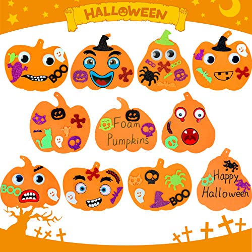 Max Fun 312PCS Halloween Pumpkin Shape Foam Stickers Glitter Set DIY Self-Adhesive Halloween Craft Kit for Kids Halloween Decoration