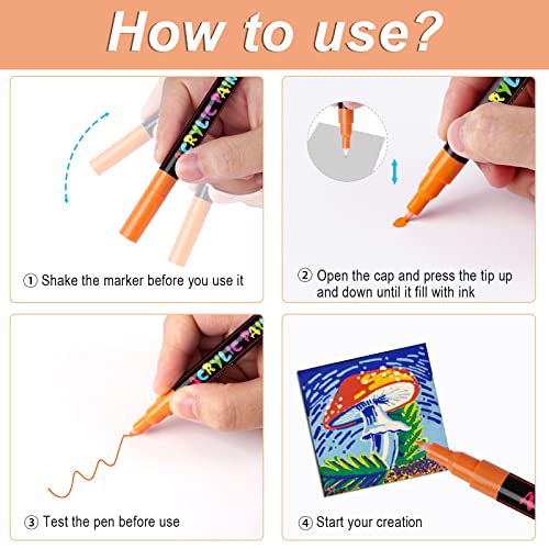 IVSUN 24 Colors Premium Extra Fine Point Acrylic Paint Marker Pens for Wood, Canvas, Stone, Rock Painting, Glass, Ceramic Surfaces, DIY Crafts Making Art Supplies