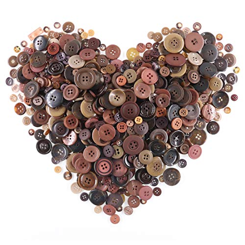 Swpeet 1000Pcs Christmas Brown Craft Buttons, 2 and 4 Holes Brown Round Craft Resin Sewing Buttons Suitable for Christmas Sewing Decorations, Art & Crafts Projects DIY Decoration - Brown
