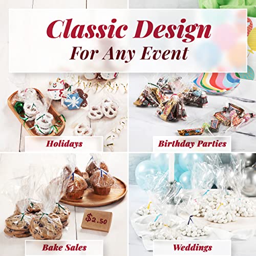 Prestee 200pk Clear Gift Bags for Favors, Cellophane Bags, 6x10 w/ 4" Twist Ties - Goodie Bags, Candy Bags, Cookie Bags for Gift Giving, Clear Treat Bags with Ties, Cellophane Treat Bags (200 Pack)