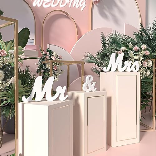 VIOPVERY Wedding Decorations Set,Large Mr and Mrs Sign & Just Married Banner,Mr & Mrs Signs for Wedding Table,Wooden Letters Sweetheart Table,Photo Props Wedding Decorations for Anniversary,White