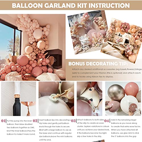 Woaipati Balloon Arch Garland Kit,Blush Nude Apricot Party Balloons Decoration Set for Retro Boho Wedding Baby Shower Bridal Engagement Anniversary Graduation Birthday Decorations