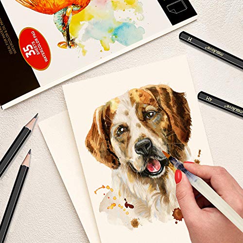 MISULOVE Watercolor Pads, 9x12", Glue Bound, Acid-Free Paper, 35 Sheets (140lb/300gsm), Art Sketchbook for Painting & Drawing with Most Wet & Dry Media, Ideal for Beginners, Artists & Professionals