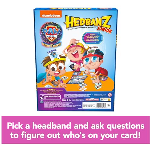 Hedbanz Junior PAW Patrol The Mighty Movie Game- Family Games | Games for Family Game Night| Kids Games | Card Games for Families & Kids Ages 5 and up