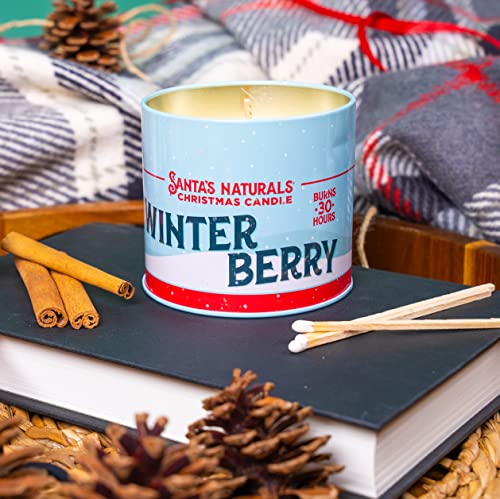 Santa's Naturals Winterberry Christmas Candle | Warm Cider Fragrance | Notes of Cinnamon, Orange, and Clove | Sustainably Sourced Soy and Beeswax | 30 Hour Burn Time | 9oz | 2 Pack