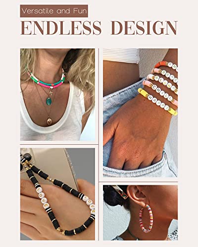 Velavior 7500 Pcs Clay Beads Bracelet Making Kit, 2 Boxes 24 Colors Polymer Heishi Beads for Jewerly Making, Alphabet Letter Spacer Smile Face Evil Eyes Beads, Craft Gift for Kids Teens Adults