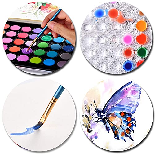Upgraded 48 Colors Washable Watercolor Paint Set with 3 Brushes and Palette, Non-toxic Paints Sets for Kids, Adults, Beginners Artists, Make Your Painting Talk
