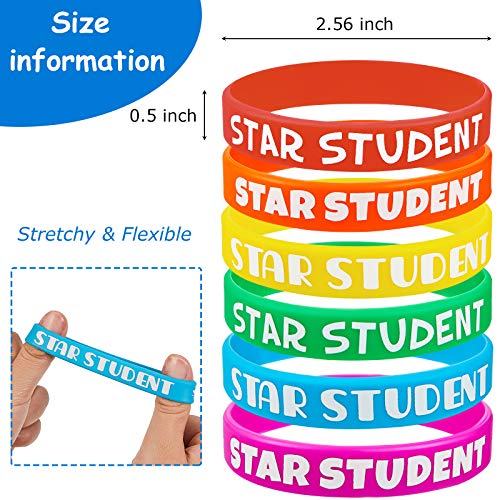 Yaomiao Star Student Wristbands Rubber Bracelets Star Wristbands Motivational Silicone Bracelets Classroom Teacher Supplies Recognition Award in School Education Awards for Kids (36 Pieces)
