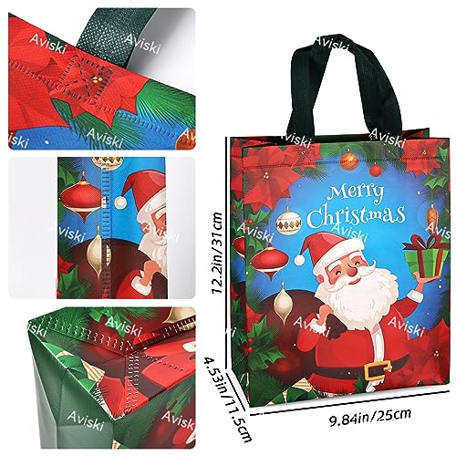 Aviski 8PCS Christmas Gift Bags,Christmas Tote Bags with Handles, Christmas Treat Bags, Multifunctional Non-Woven Christmas Bags for Gifts Wrapping Shopping, Xmas Party Supplies, 12.2×9.8×4.5inch