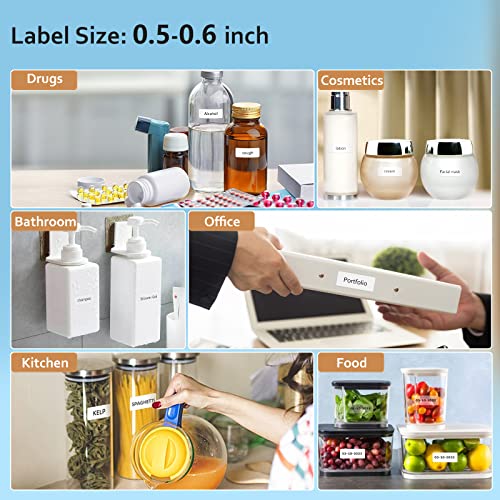 JADENS D110 Label Maker Machine with Tape, Portable Bluetooth Label Printer for Storage, Office, Home, Organizing, Sticker Maker Mini Label Maker with Multiple Templates, White