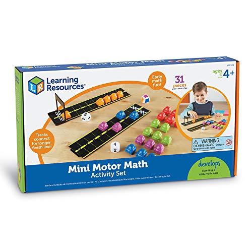 Learning Resources Mini Motor Math Activity Set, Homeschool, Includes Counting, Pattern, Addition and Subtraction Activities, 31 Pieces, Ages 4+