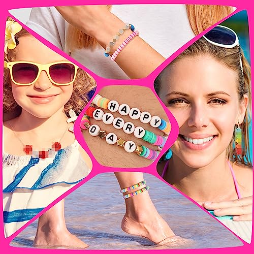 UHIBROS 5800 Pcs Clay Beads for Bracelet Making Kit, Jewelry Making Kit for Girls 16 Color Polymer Heishi Beads Bracelets Making Kit Gifts for Girls with Letter Beads