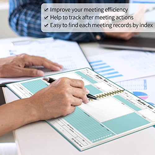 Regolden-Book Meeting Notebook for Work with Action Items, Project Planner Notebook for Note Taking, Office/Business Meeting Notes Agenda Organizer for Men & Women, 160 Pages (7”x10”), Teal