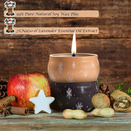 Christmas Scented Candles Gifts for Women, 6 Pack Scented Candles Gift Set, Natural Soy Wax Xmas Aromatherapy Scented Candles, Tin Jar Candles for Stress Relief