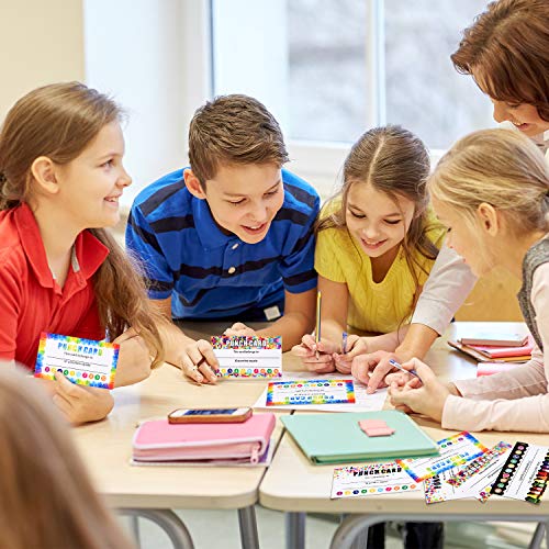 320 Pieces Punch Cards, Incentive Loyalty Reward Card Student Awards Loyalty Cards for Business, Classroom, Kids Behavior, Students, Teachers, 3.5 x 2 Inch, 4 Styles()