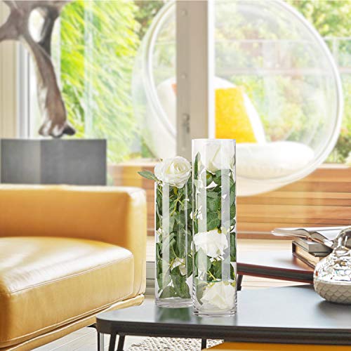 WGVI Cylinder Vase, 4" W x 10" H, Floral Container, Flower Vases, Glass Candle Holder Centerpiece Planter Terrarium for Wedding Party, Home Accent Decor, Clear, 1 Piece
