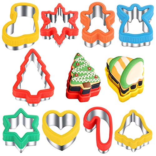 ETERSION Chrismtas Cookie Cutters 2" to 3.5" Cookie Cutters 9 Pieces Cookie Cutters Christmas Shapes