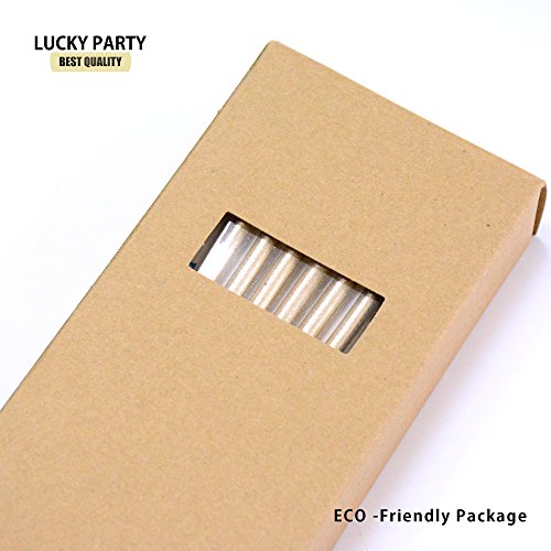 24 Count Birthday Party Long Thin Cake Candles Metallic Birthday Candles in Holders for Birthday Cakes Decorations, Champagne Gold by Lucky Party