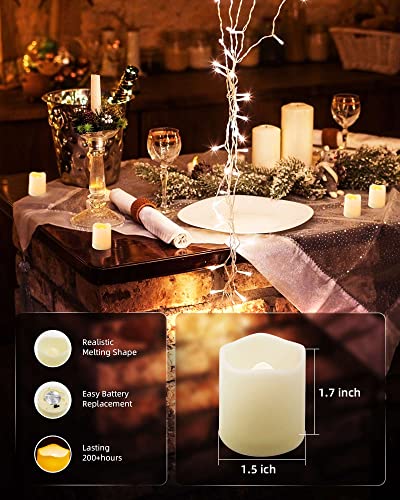 SHYMERY Flameless Votive Candles,Flameless Flickering Electric Fake Candle,24 Pack 200+Hour Battery Operated LED Tea Lights in Warm White for Wedding, Table, Festival, Halloween,Christmas Decorations