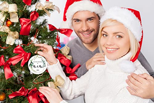 BFJLIFE Our First Christmas Married Ornament 2023 As Mr and Mrs Newlywed Unique 1st Bridal Shower Wedding Gifts for Couple Bride and Groom