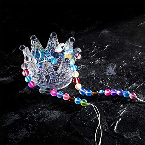 140 Pcs 8 mm Mermaid Glass Beads Bulk Matte Crystal Glass Beads Glass Frosted Moonstone Beads for Jewelry Making Crafts DIY, Multicolor (Bright Color)