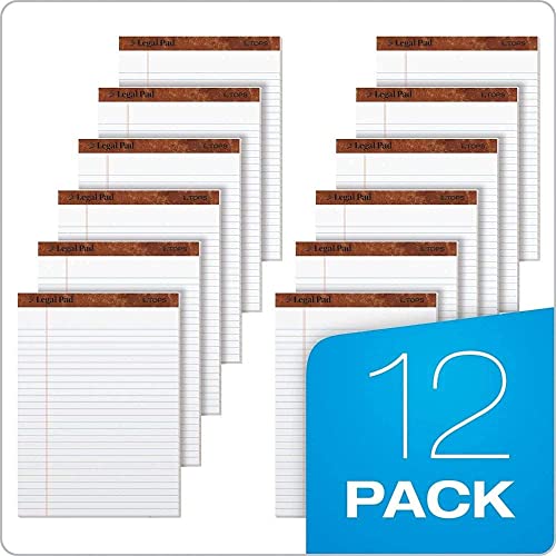 TOPS 8.5 x 11 Legal Pads, 12 Pack, The Legal Pad Brand, Wide Ruled, White Paper, 50 Sheets Per Writing Pad, Made in the USA (7533)