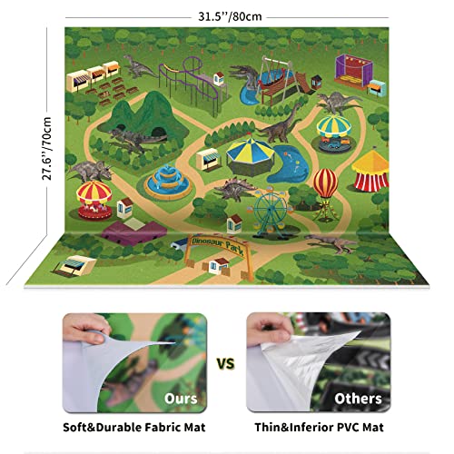 TEMI Dinosaur Toys for Kids 3-5 with Play Mat & Trees, Realistic Jurassic Dinosaur Figures to Create a Dino World Includes T-rex, Triceratops, Velociraptor, Gift for Toddlers Boys & Girls 2 3 4 5 6 7