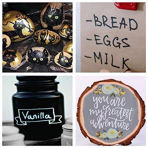 Permanent Paint Pens Paint Markers - 2 Pack White and Black Oil Based Markers, Quick Drying and Waterproof Marker Pen for Metal, Rock Painting, Wood, Rubber, Fabric, Plastic, Canvas, Mug. Medium Tip