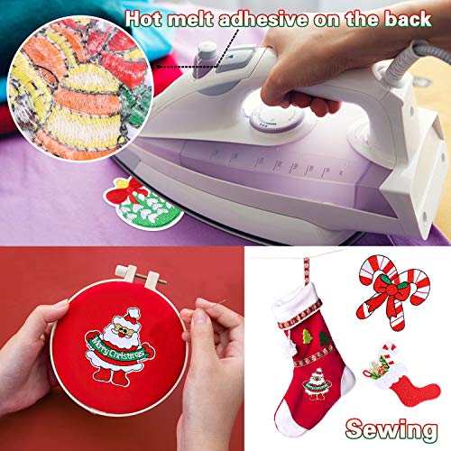 36pcs Christmas Iron on Patches Embroidered Sew Applique Repair Patch for Craft, Clothing, Decoration and DIY Christmas Gifts