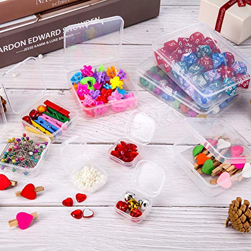 SATINIOR 24 Packs Small Clear Plastic Beads Storage Containers Box with Hinged Lid for Storage of Small Items, Crafts, Jewelry, Hardware (2.5 x 2.5 x 0.8 Inches)