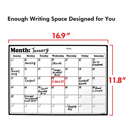 Fridge Calendar Magnetic Dry Erase Calendar Whiteboard Calendar for Refrigerator Planners 16.9 Inches X 11.8 Inches