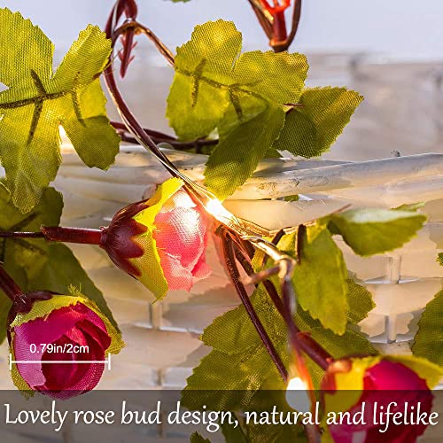 Fielegen 20 LED Rose Flower String Lights 7.2ft Artificial Flower Garland with Fairy Lights Rose Vine Lights for Valentines Day Garden Party Wedding Table Decor Thanksgiving Christmas Decor Lights