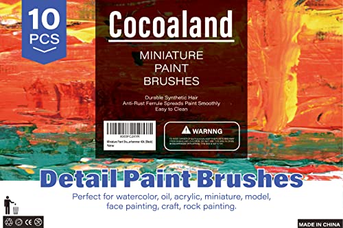 Miniature Paint Brushes,10Pcs Small Fine Tip Paintbrushes, Micro Detail Paint Brush Set, Triangular Grip Handles Art Brushes Perfect for Acrylic, Watercolor, Craft, Models, Warhammer 40k (Black, 1)