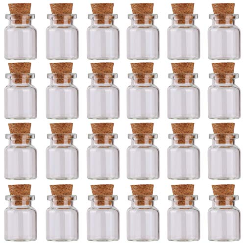 MaxMau 24pcs Mini Glass Bottles with Cork Stoppers 5ml DIY Art Crafts Storage Container,Tiny Glass Vials Cork for Wedding Decoration,Small Glass Corks Jars Party Favor