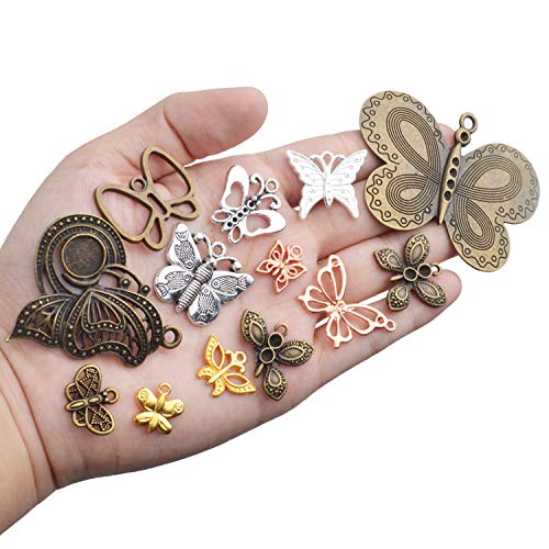 100g Mixed Butterfly Charms Vintage Fly Insect Pendant Charms for Necklace Bracelet Jewelry Making Crafting
